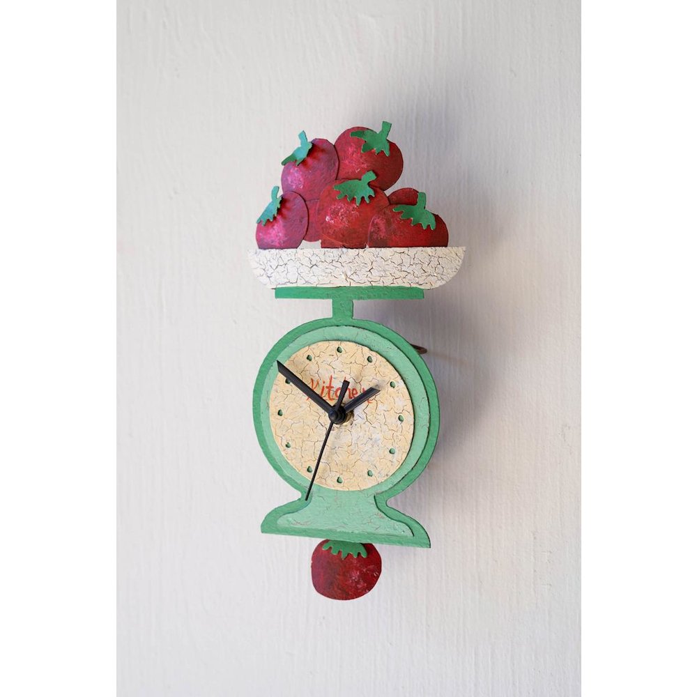 Hand Painted Wall Clock - Tomatoes on a Scale. Picture 3