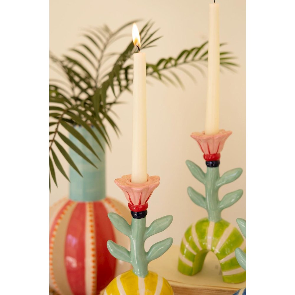 Set of Three Ceramic Flower Taper Candle Holders - One Each. Picture 4