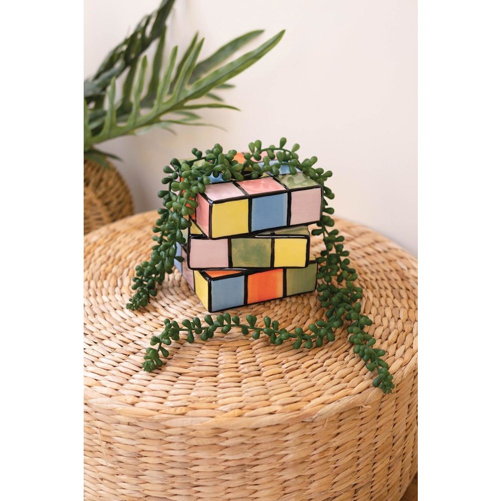 Ceramic Game Cube Bud Vase. Picture 1
