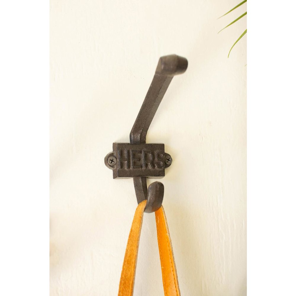Set Of Two Cast Iron His/Hers Hooks. Picture 2