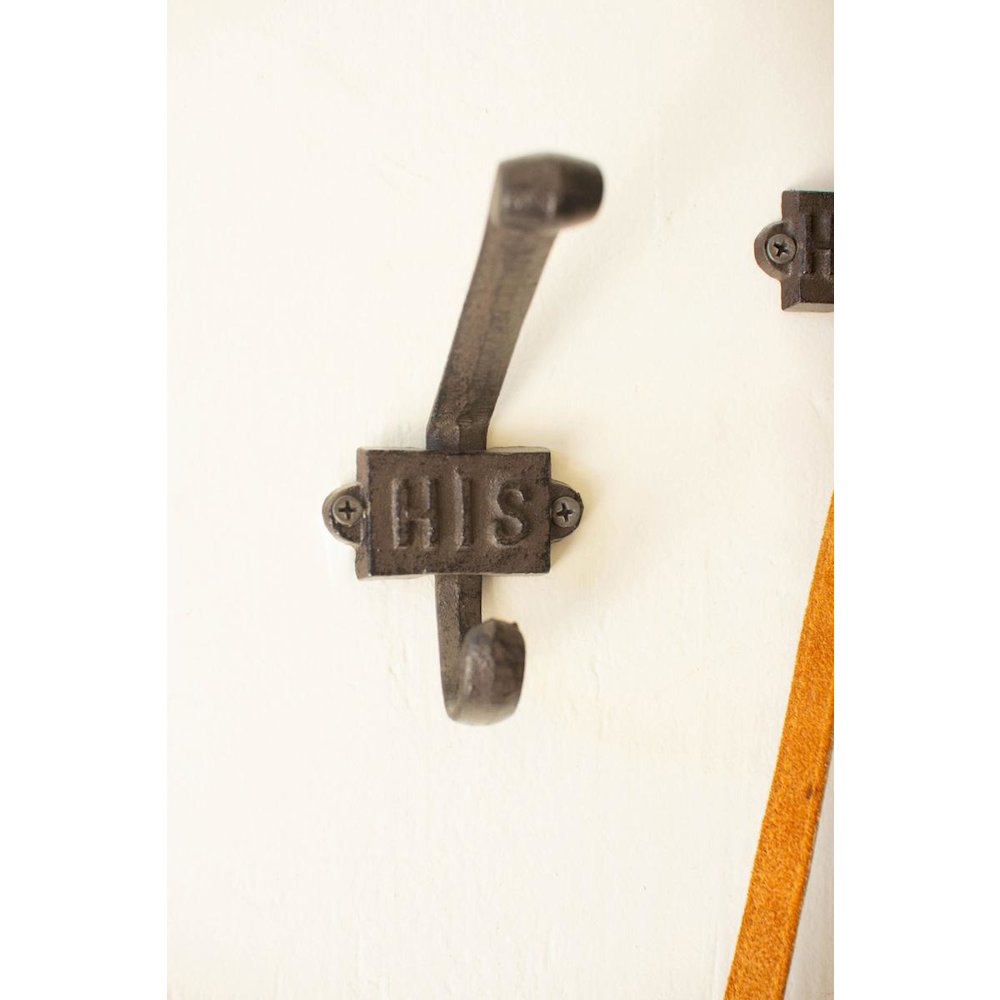Set Of Two Cast Iron His/Hers Hooks. Picture 3