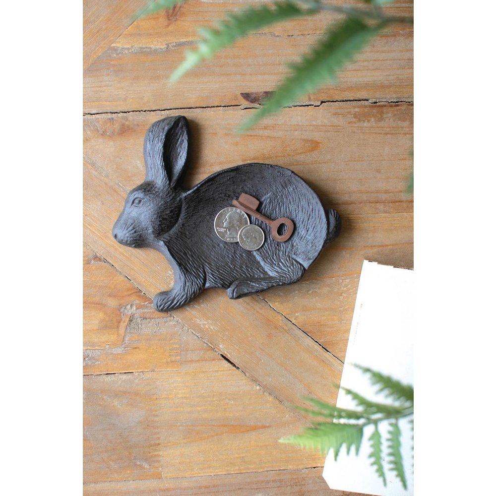 Cast Iron Easter Rabbit Trinket Tray. Picture 1