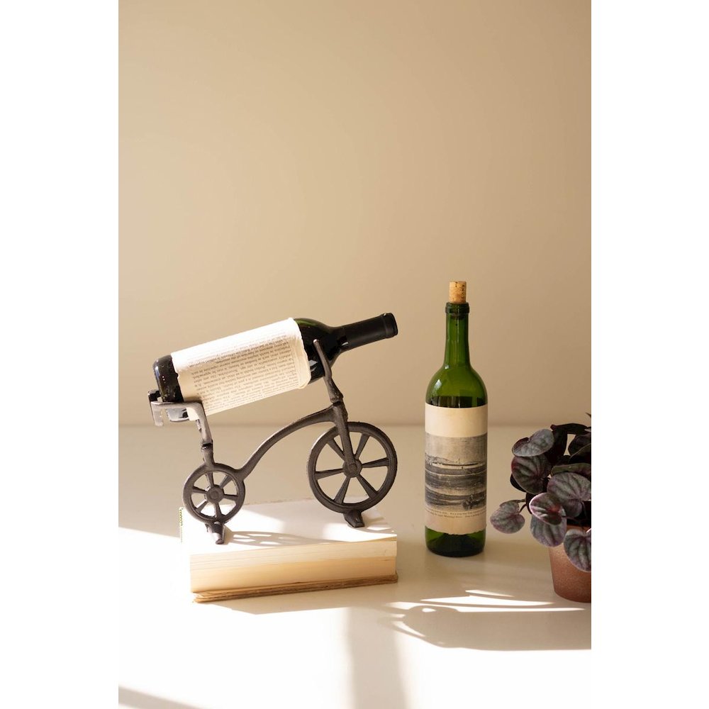Cast Iron Bicycle Wine Bottle Holder. Picture 1