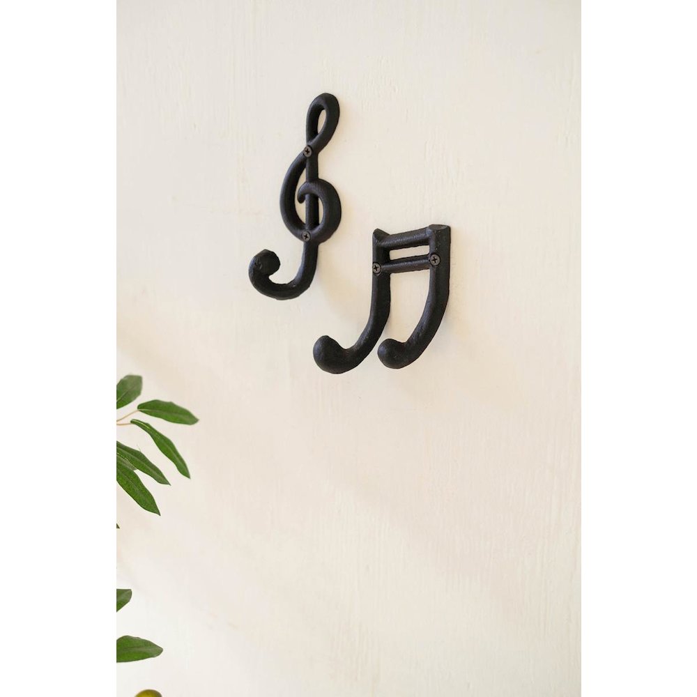 Set Of Two Cast Iron Musical Notes Hooks. Picture 3