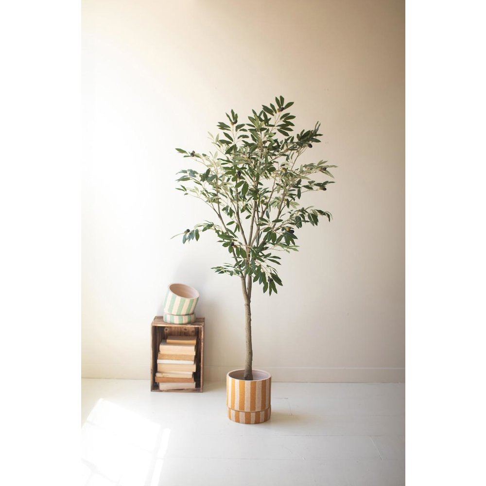 Tall Artificial Olive Tree In A Black Plastic Pot. Picture 1