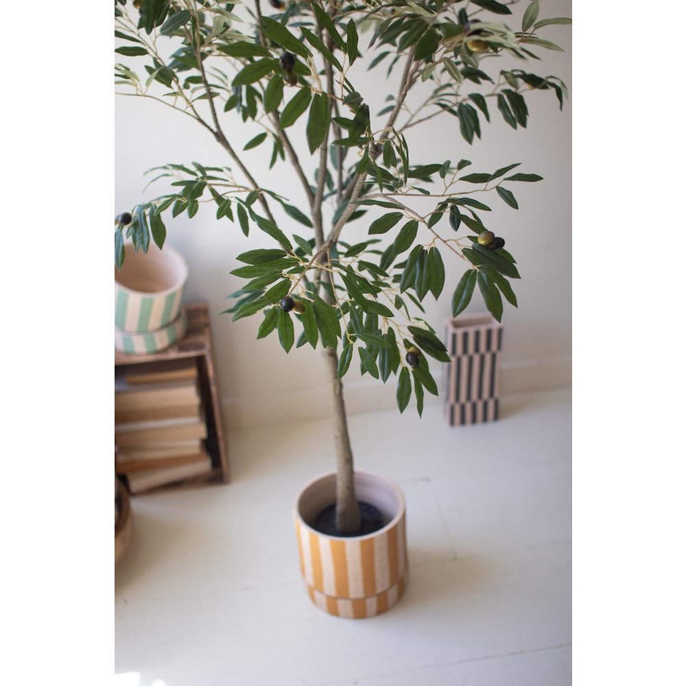 Tall Artificial Olive Tree In A Black Plastic Pot. Picture 2