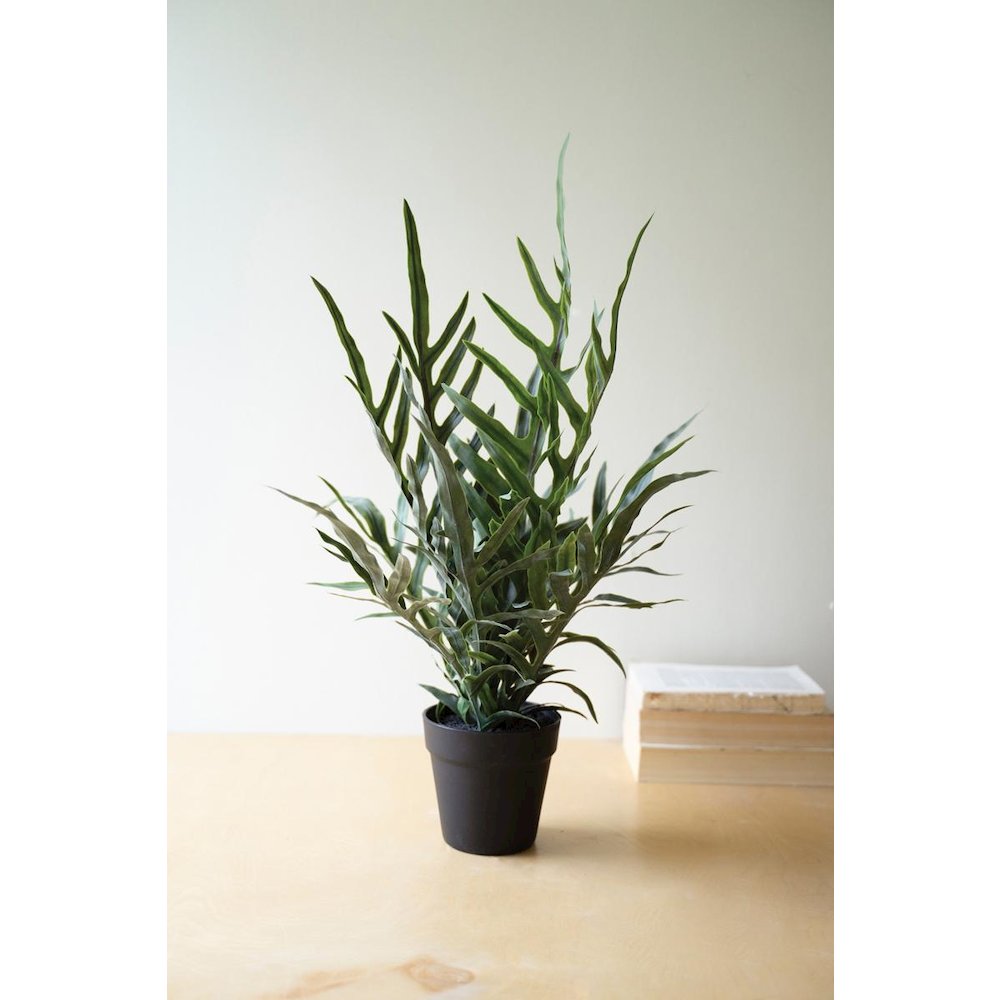 Artificial Fern In A Black Plastic Pot - 27". Picture 1