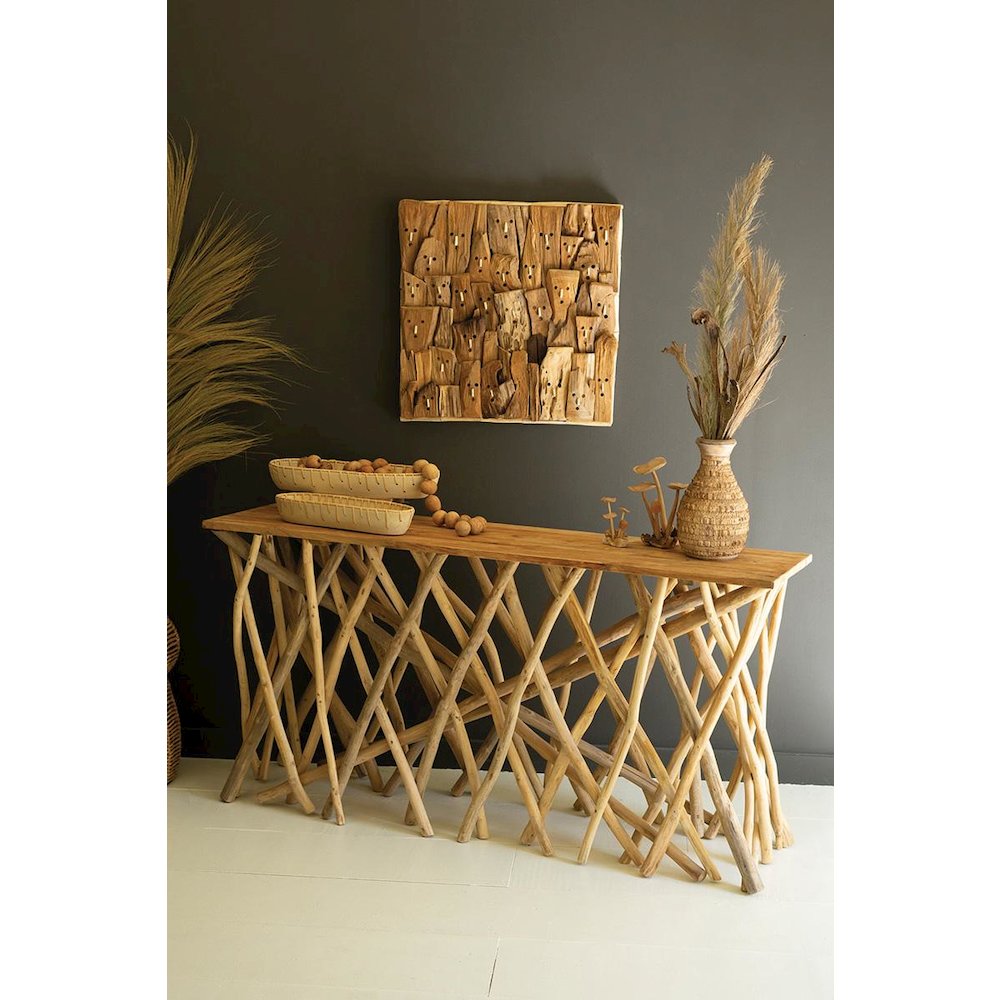 Repurposed Teak Wood Branches Console Table. Picture 1