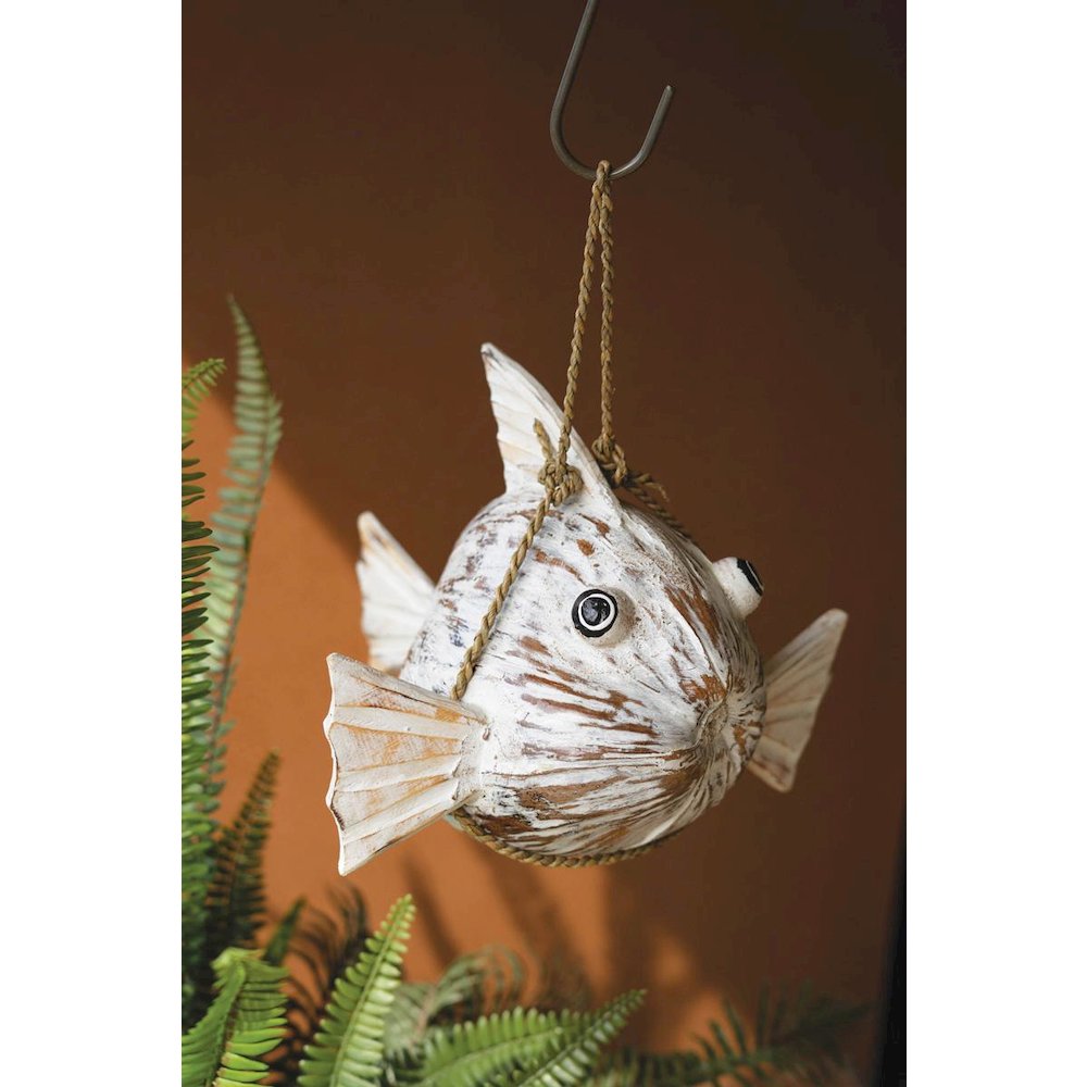 Hanging Coco Fish Sculpture. Picture 1