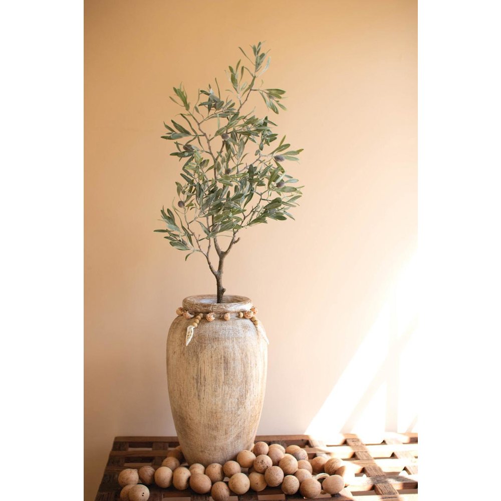 Carved Wooden Vase With Shell Detail. Picture 4