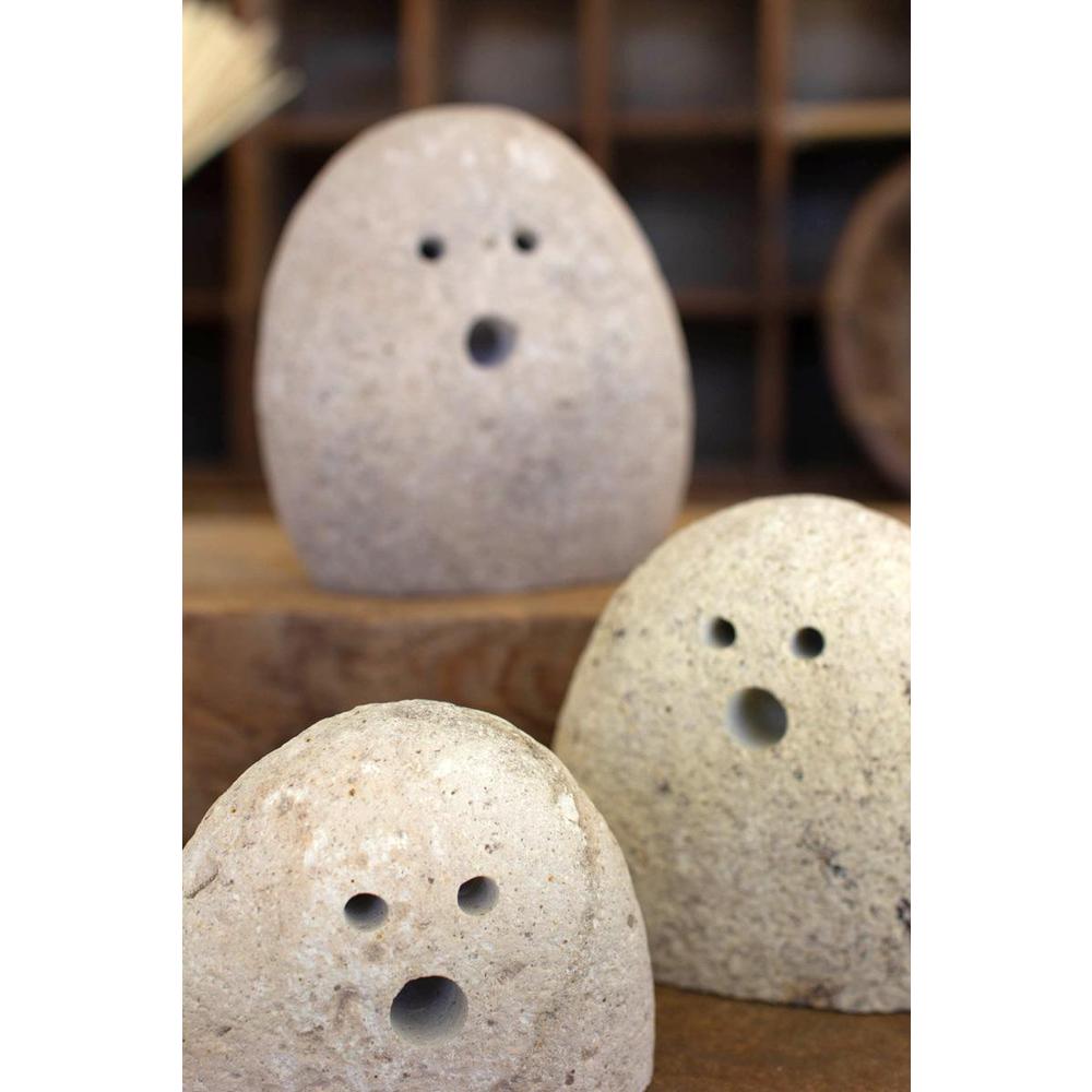 Set Of Three Tabletop River Rock Ghosts. Picture 4