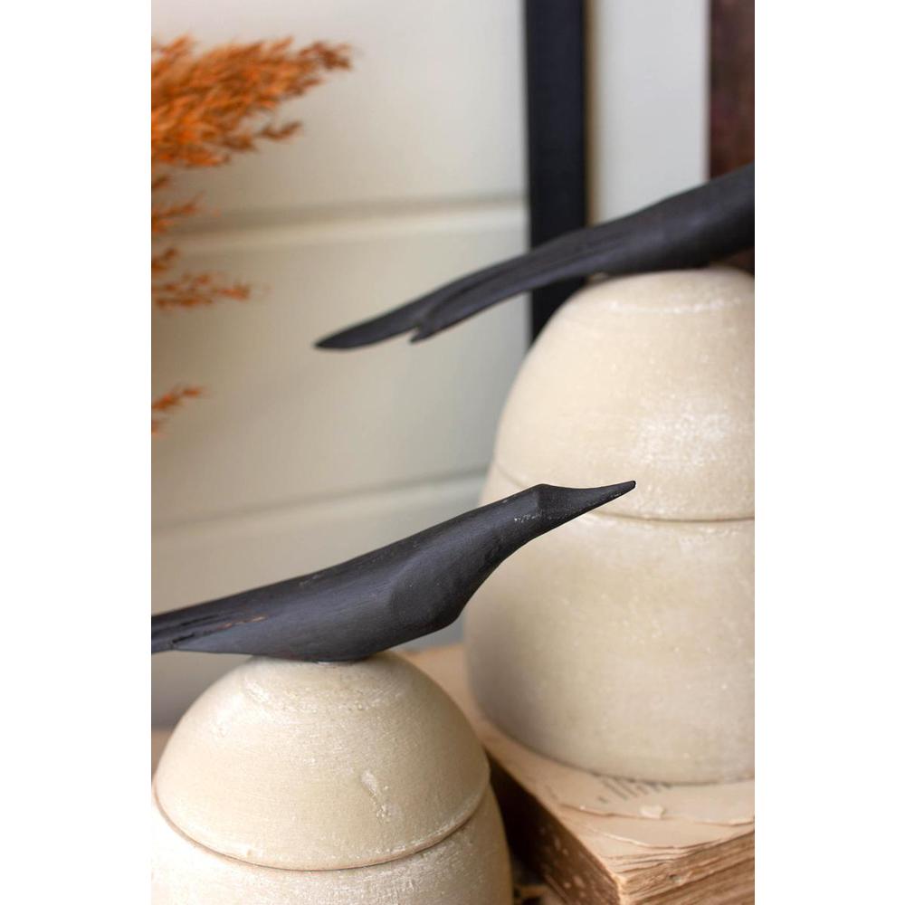 Set Of Two Clay Canisters With Wooden Bird Handles. Picture 5