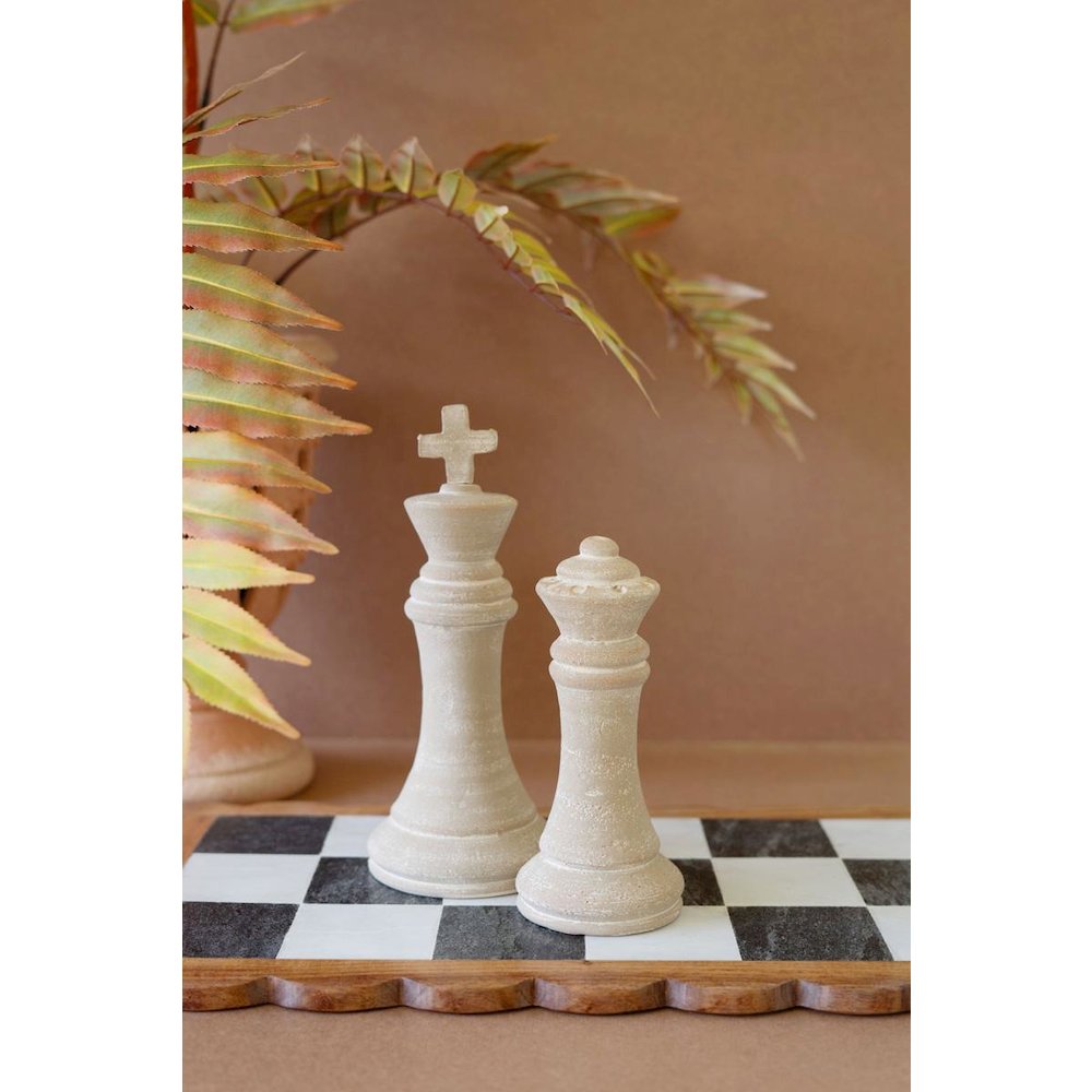 Set Of Two Grey-Wash Chess Pieces. Picture 1