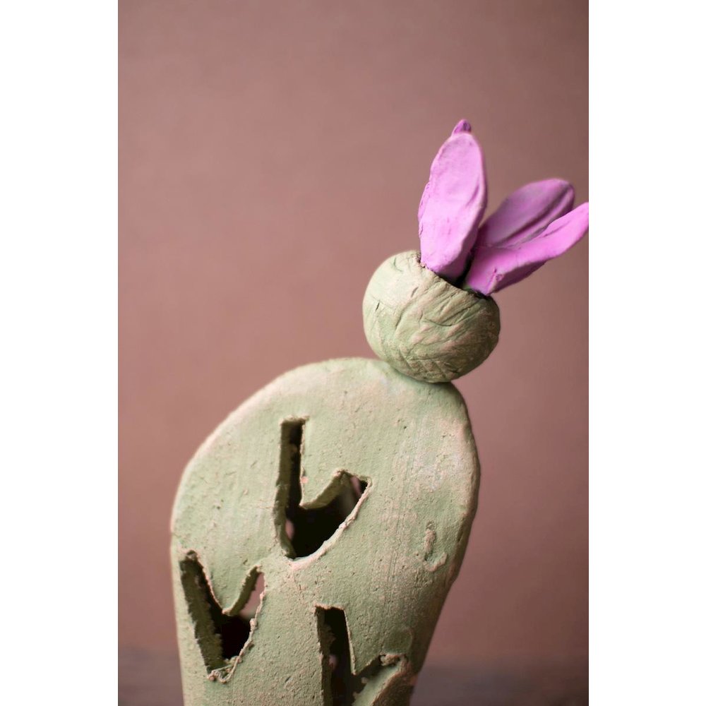Set Of Two Prickly Pear Clay Luminaries. Picture 2