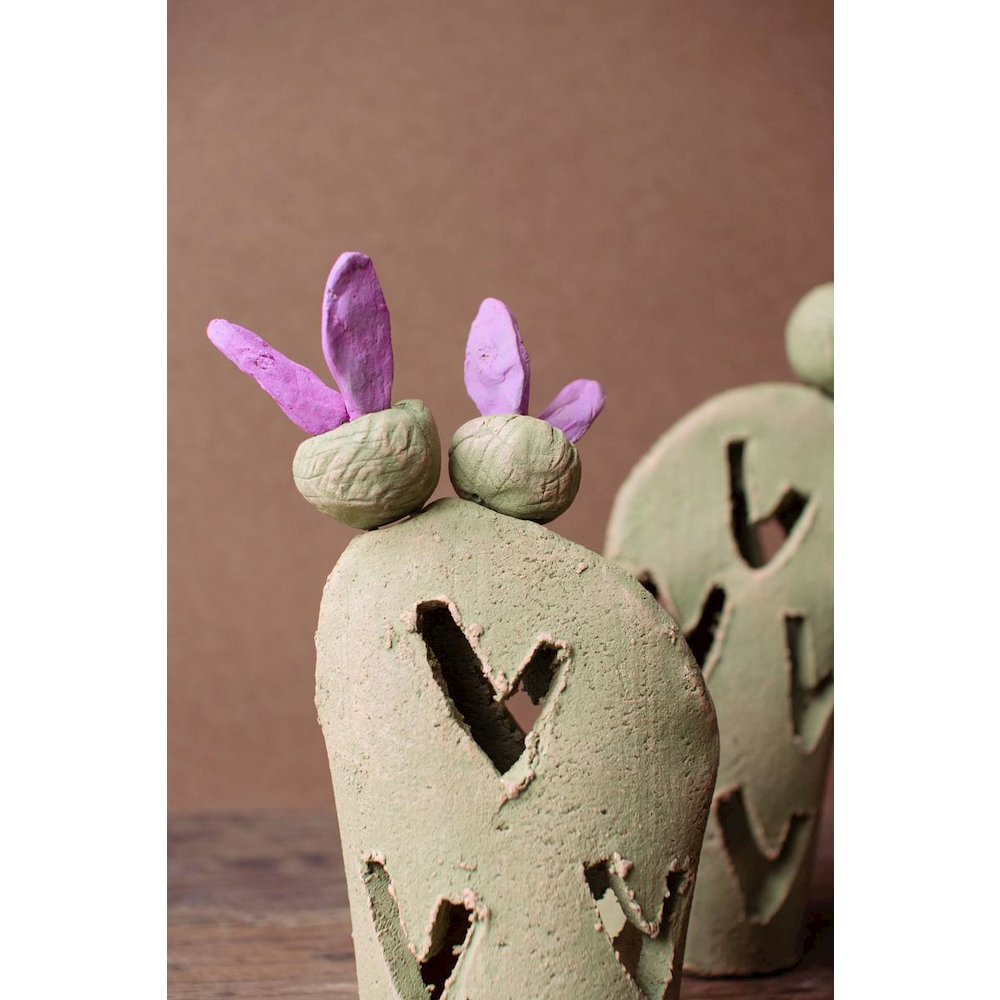 Set Of Two Prickly Pear Clay Luminaries. Picture 3