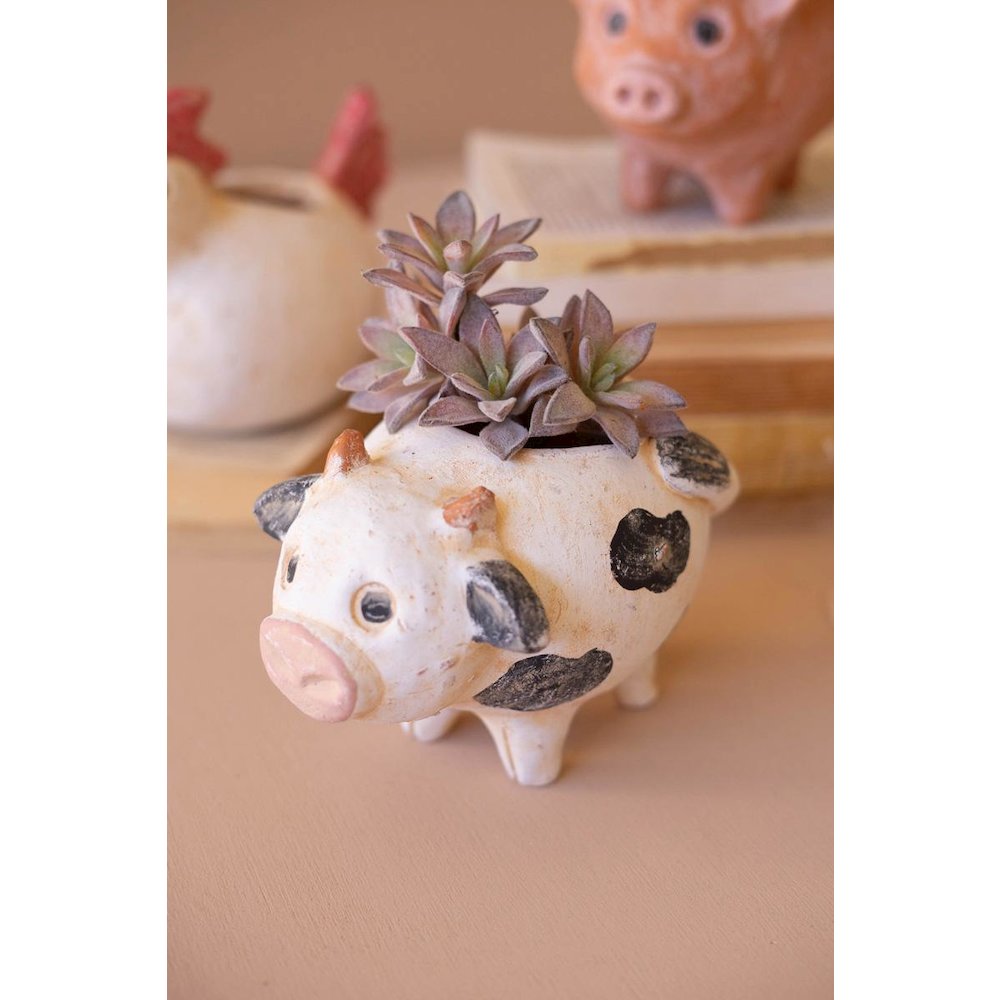 Set Of Four Sheep, Cow, Chicken And Pig Planters. Picture 5