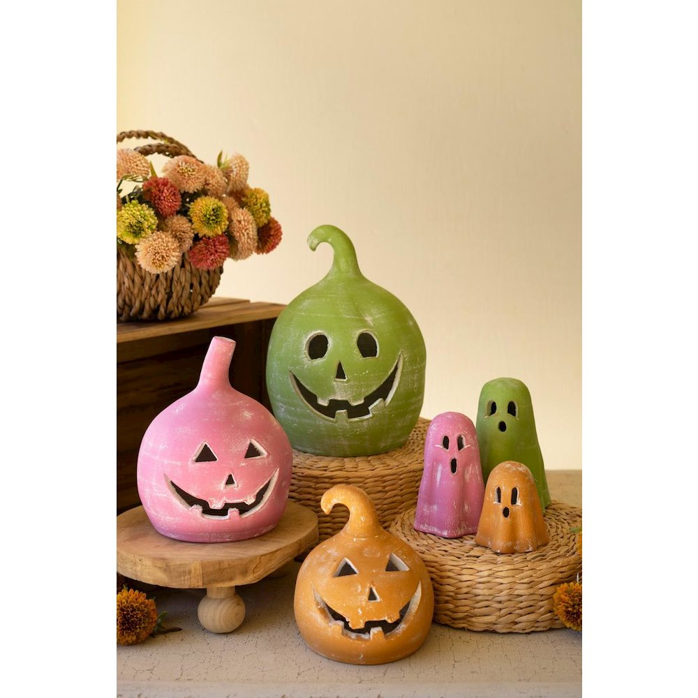 Set Of Three Colorful Clay Ghosts. Picture 3