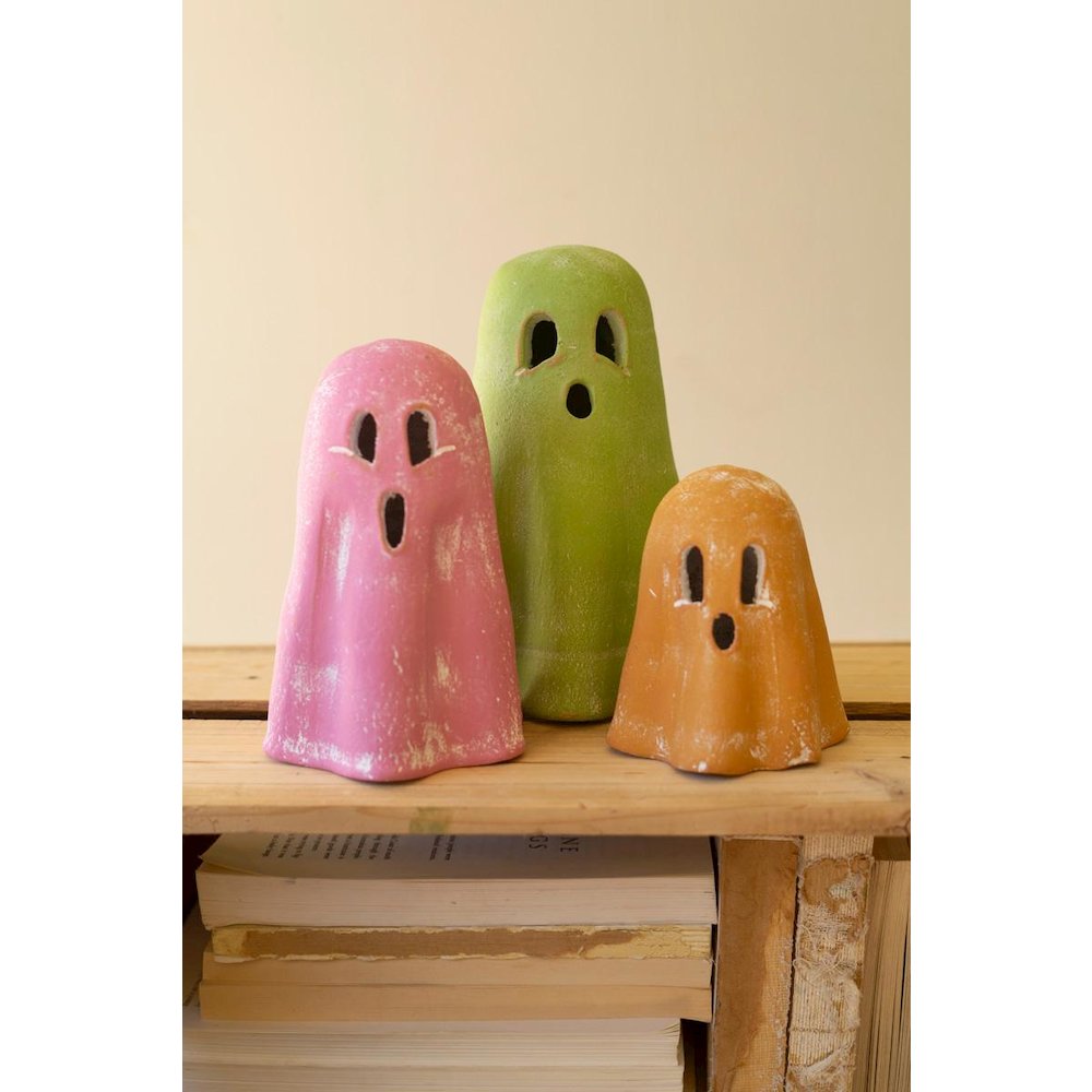 Set Of Three Colorful Clay Ghosts. Picture 4