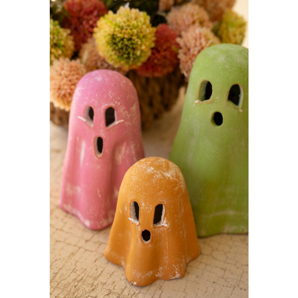 Set Of Three Colorful Clay Ghosts. Picture 5