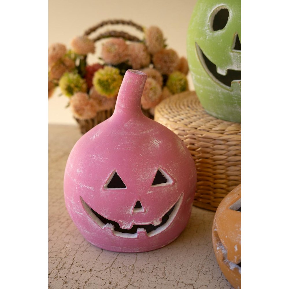 Set Of Three Colorful Clay Jack-O-Lanterns. Picture 5