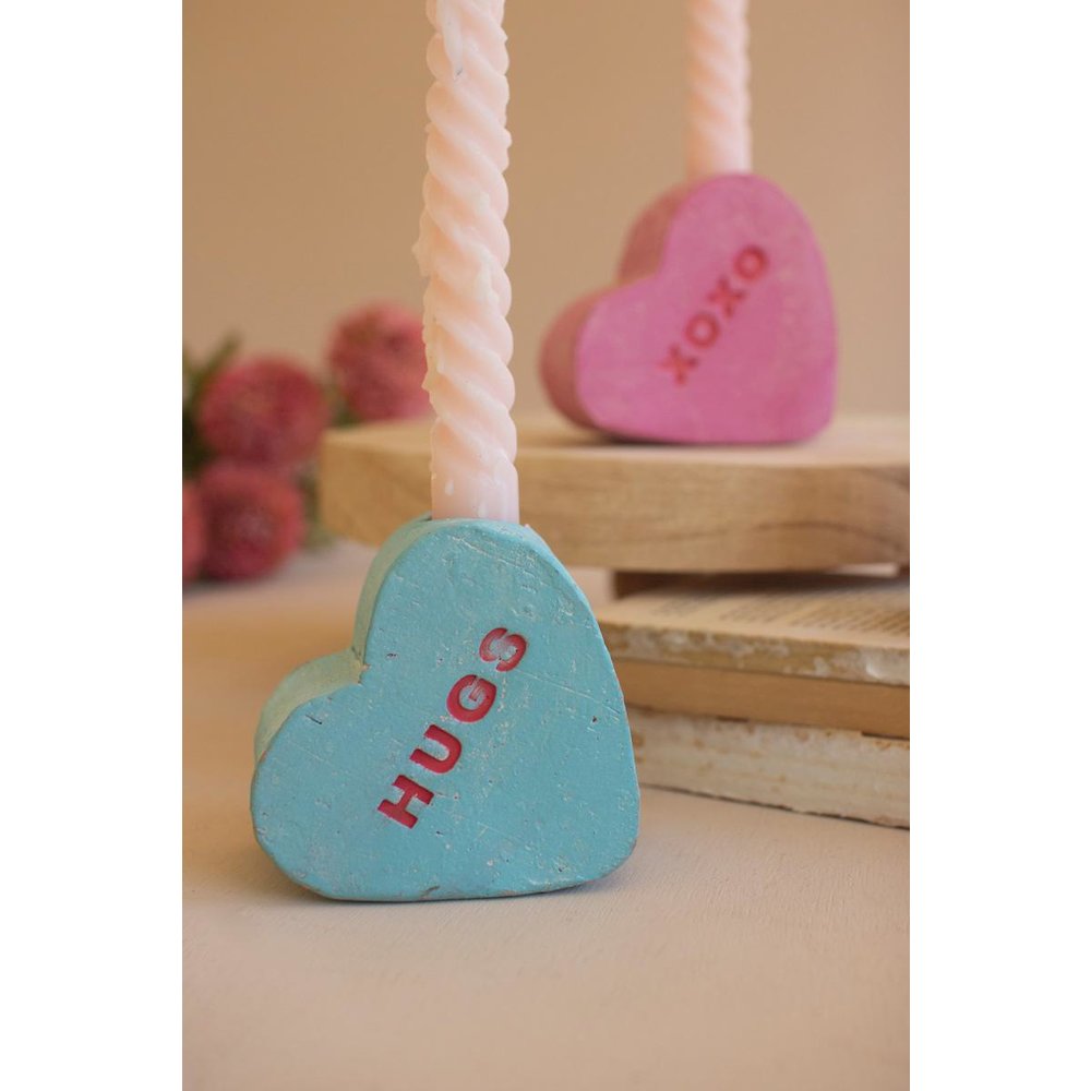 Set Of Three Clay Valentine Heart Candle Holders. Picture 3