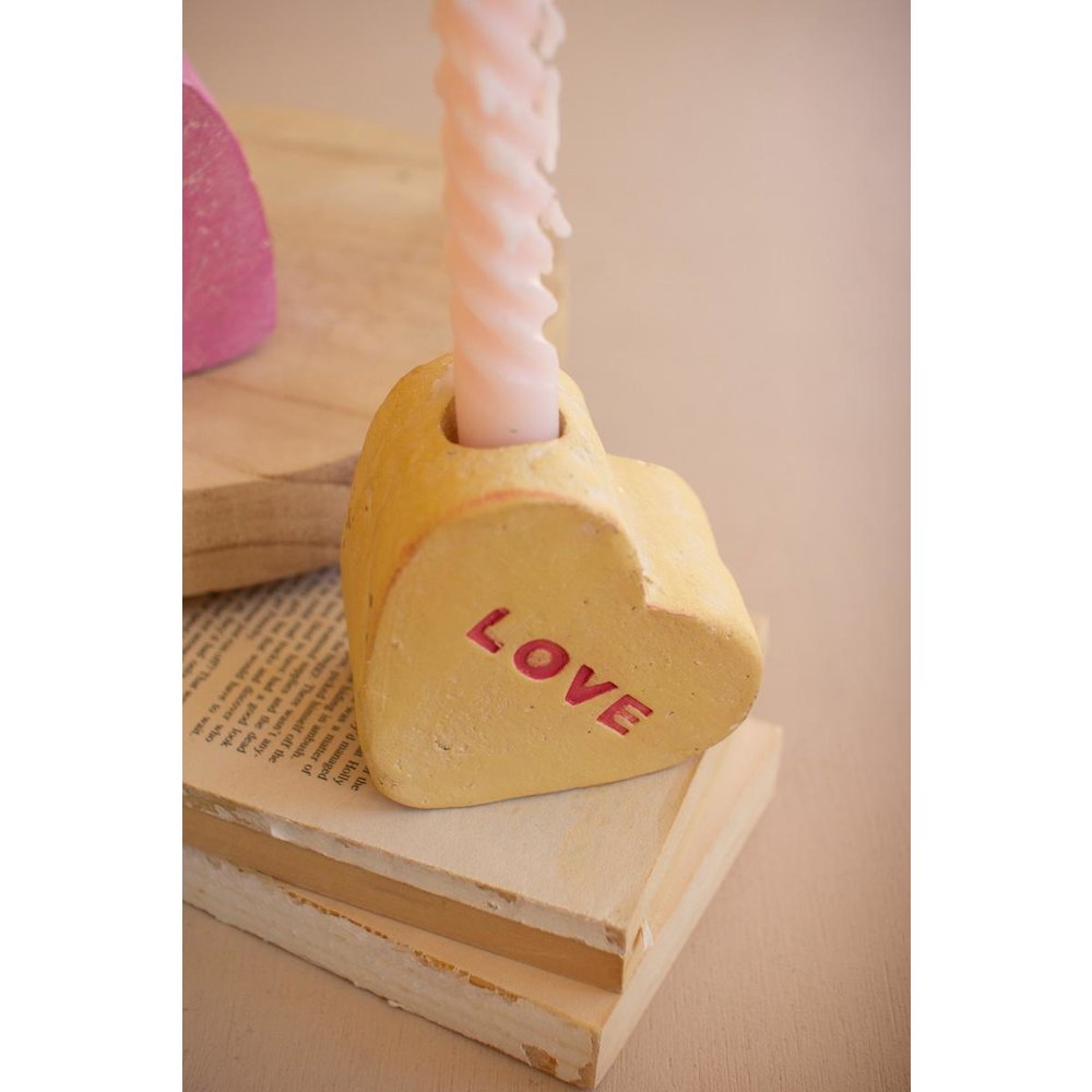 Set Of Three Clay Valentine Heart Candle Holders. Picture 4