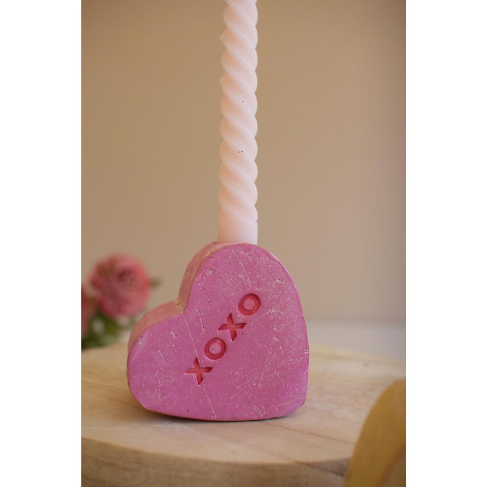 Set Of Three Clay Valentine Heart Candle Holders. Picture 5
