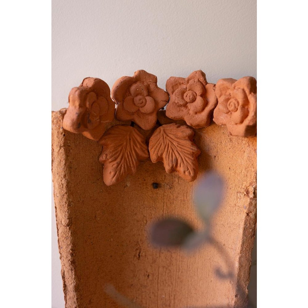Clay Roofing Tile Pillar Holder With Flowers. Picture 2
