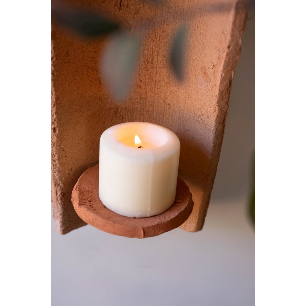 Clay Roofing Tile Pillar Holder With Flowers. Picture 3