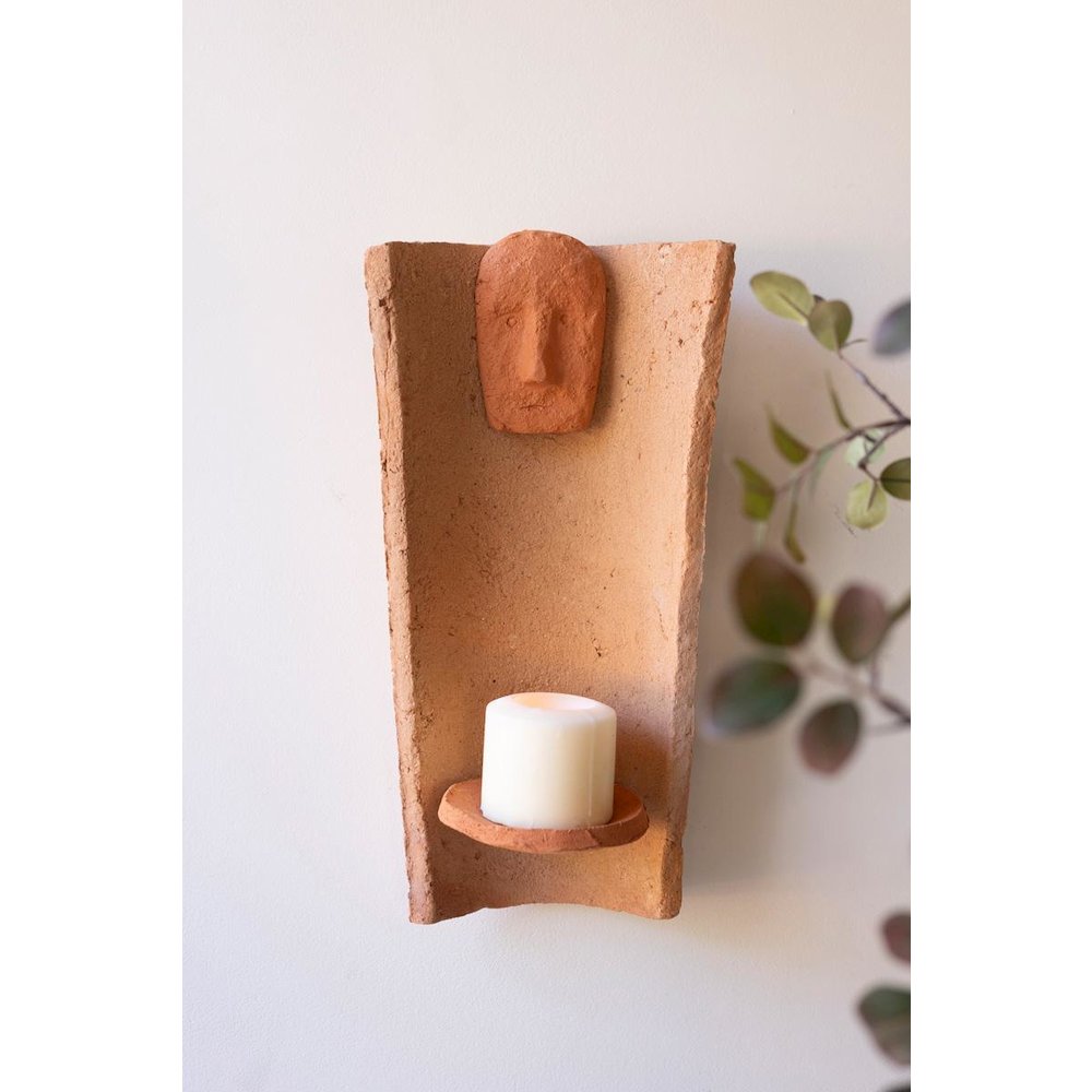 Clay Roofing Tile Pillar Holder With Clay Face. Picture 1