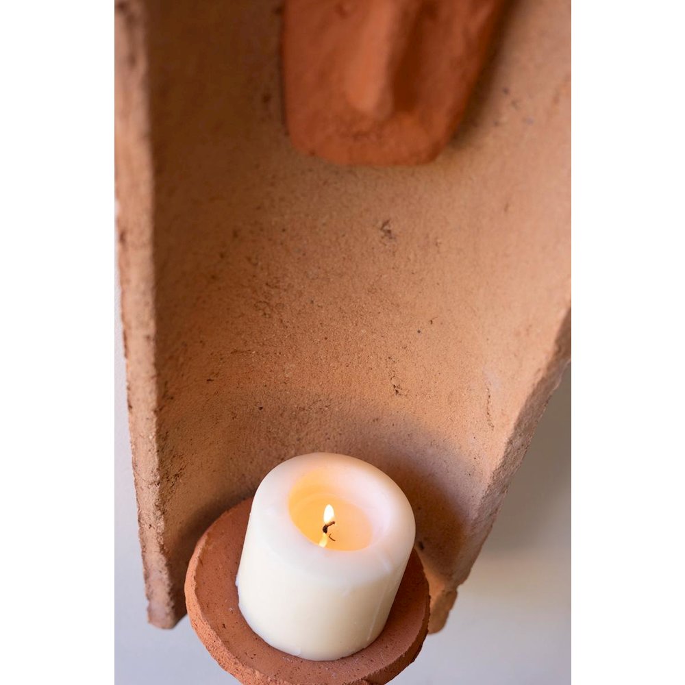 Clay Roofing Tile Pillar Holder With Clay Face. Picture 2