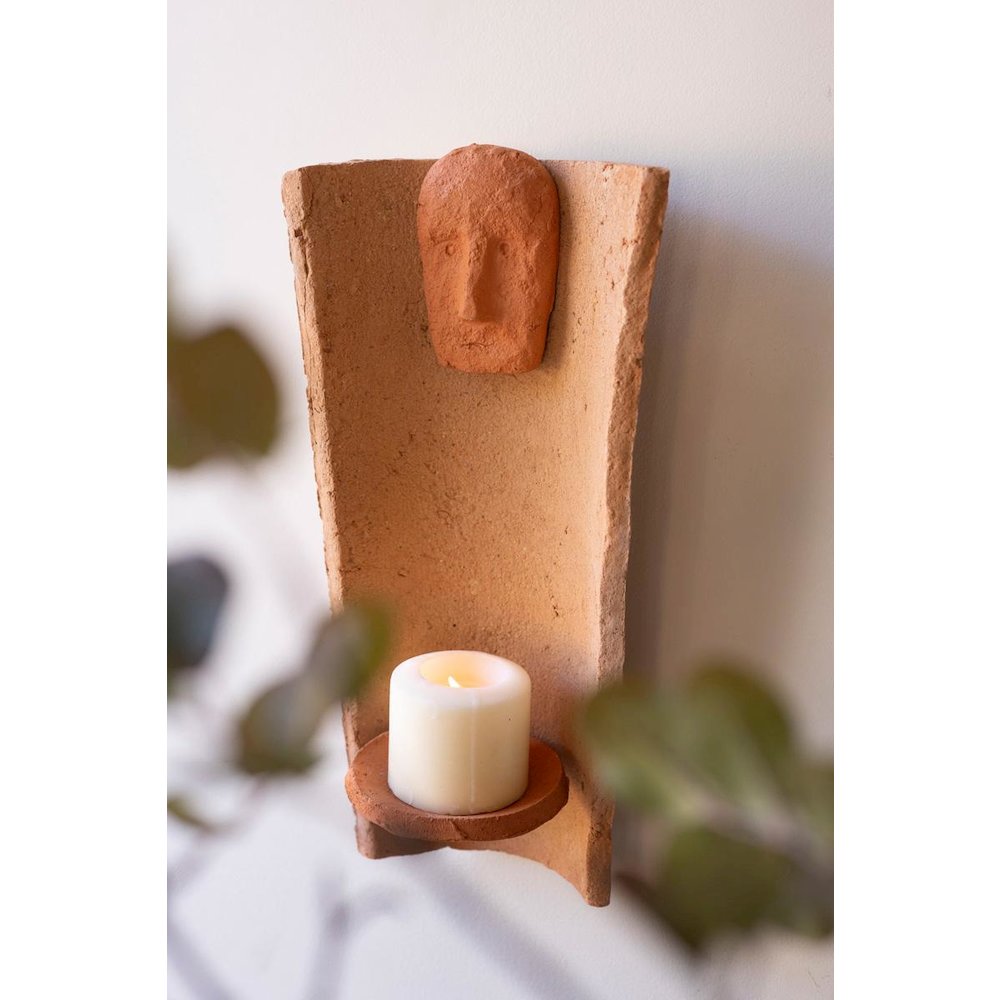 Clay Roofing Tile Pillar Holder With Clay Face. Picture 3