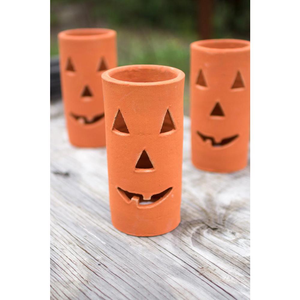 Tall Terracotta  Jack-O-Lantern. Picture 2