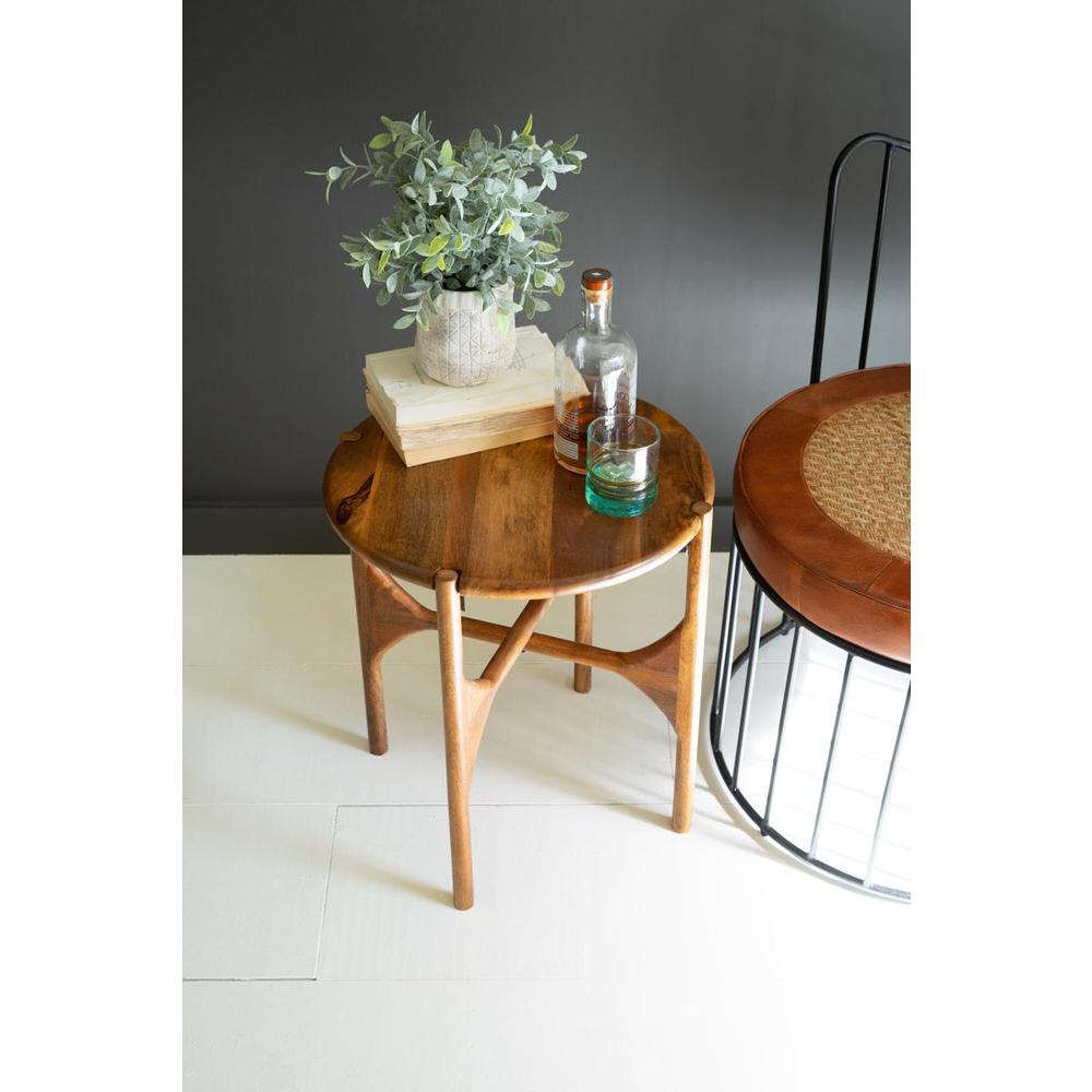 Round Mango Wood Accent Table. Picture 4