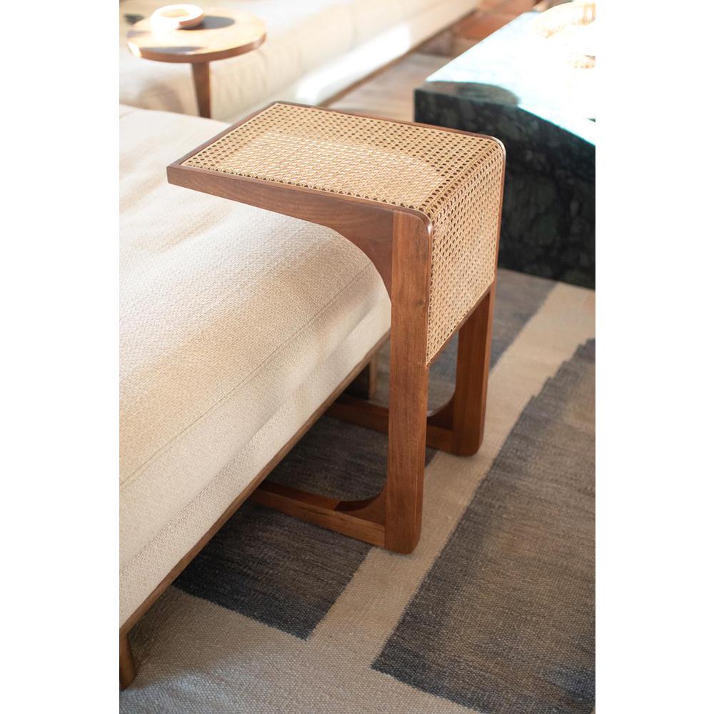 Wood Side Table With Woven Cane Detail. Picture 5