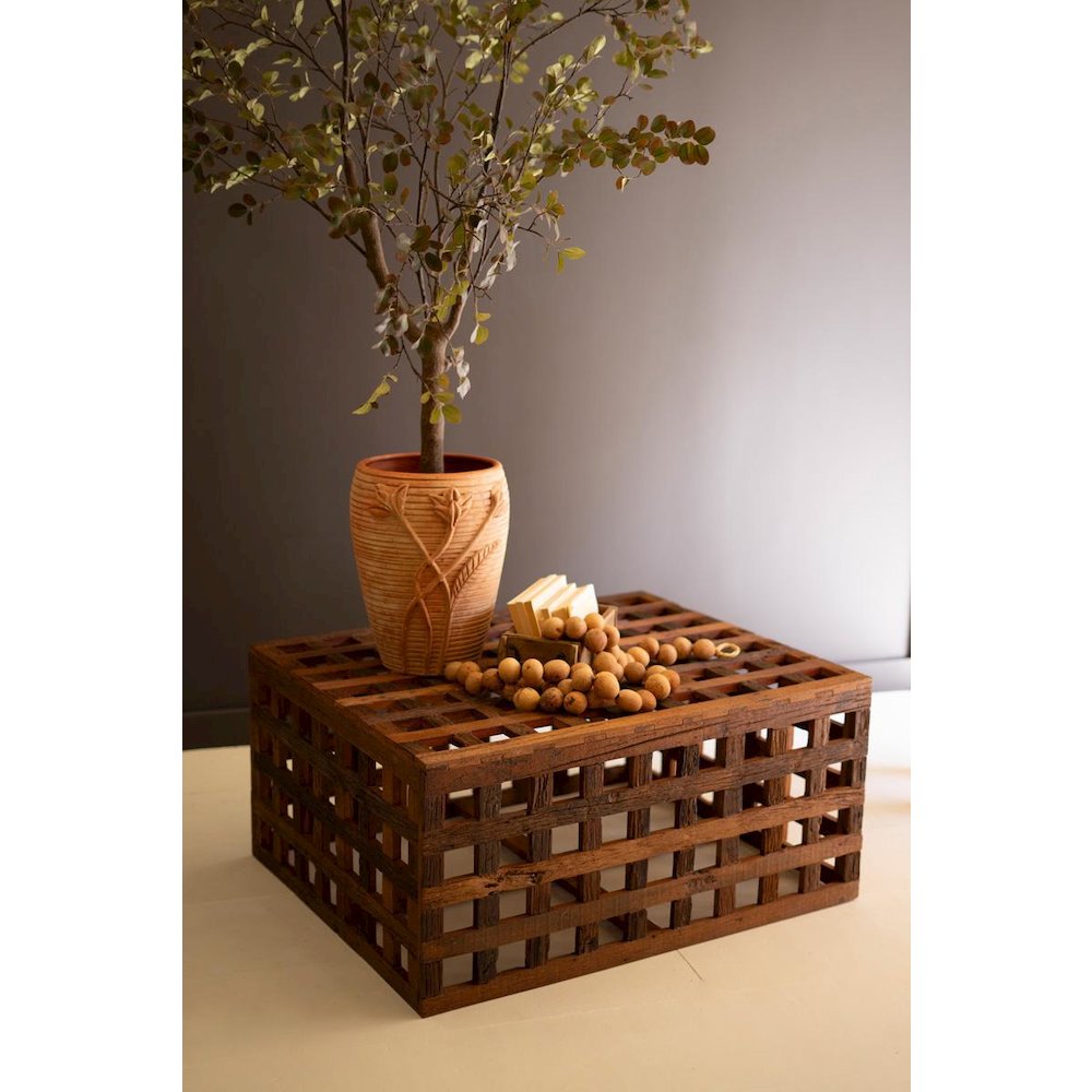 Recycled Truck Wood Grid Coffee Table. Picture 1