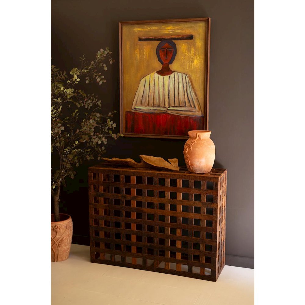 Recycled Truck Wood Grid Console Table. Picture 2