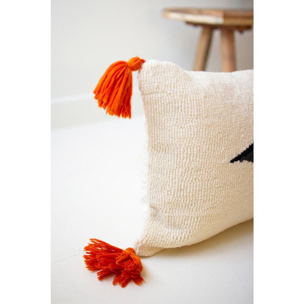 Halloween Bat Hand Hooked Pillow. Picture 2