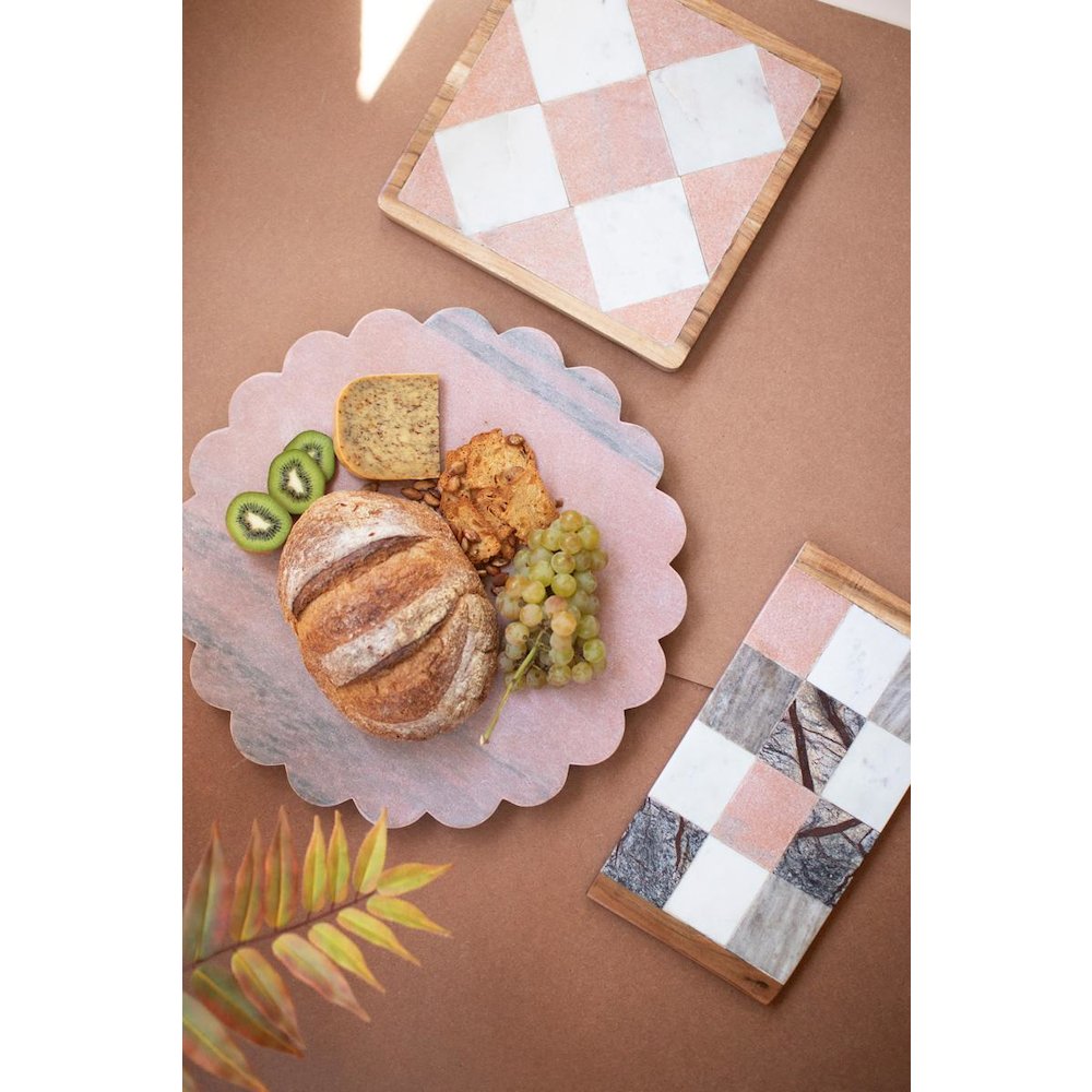 Rectangle Marble And Wood Checkered Serving Board. Picture 4