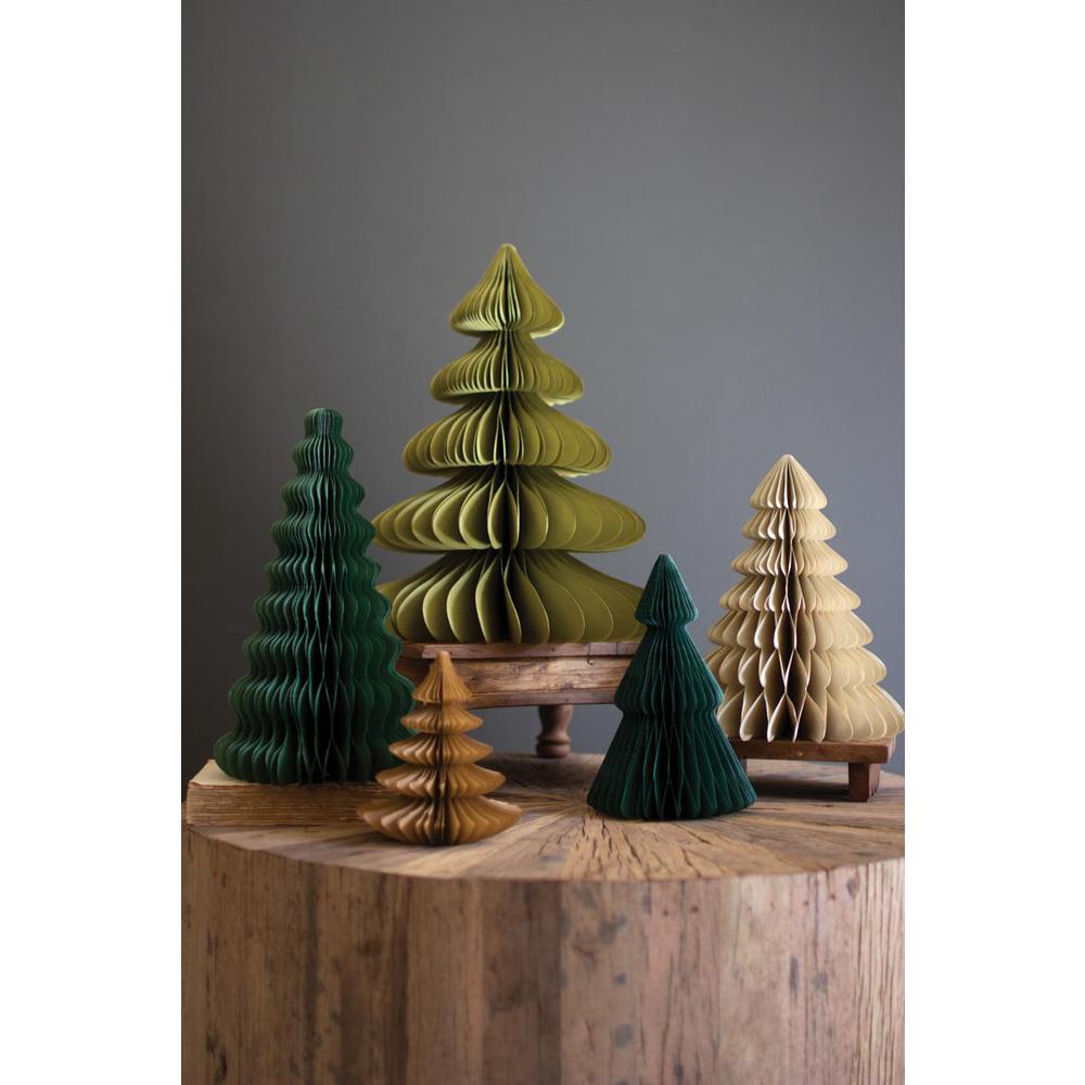 Set Of Five Paper Accordian Christmas Trees - One Each. Picture 1