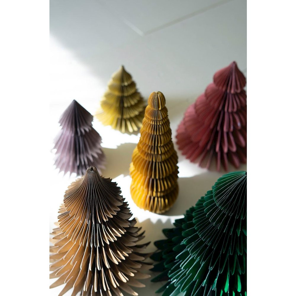 Set Of Six Jewel Tone Paper Accordion Christmas Trees. Picture 4