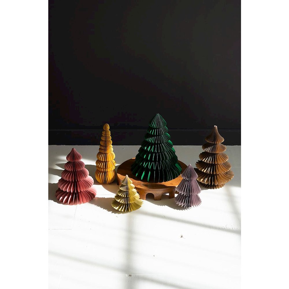 Set Of Six Jewel Tone Paper Accordion Christmas Trees. Picture 5