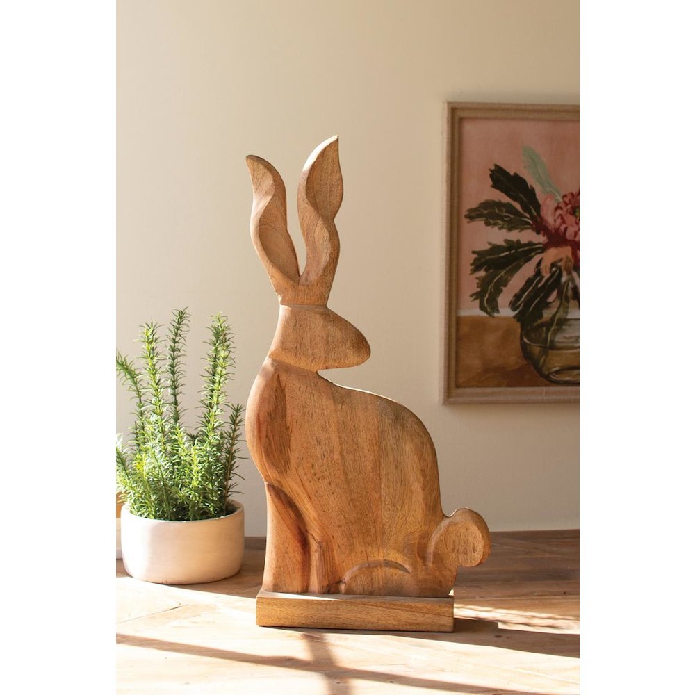 Tall Carved Wooden Rabbit On A Base. Picture 2