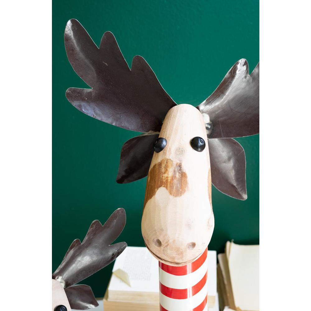 Set Of Two Painted Wood And Metal Moose. Picture 3