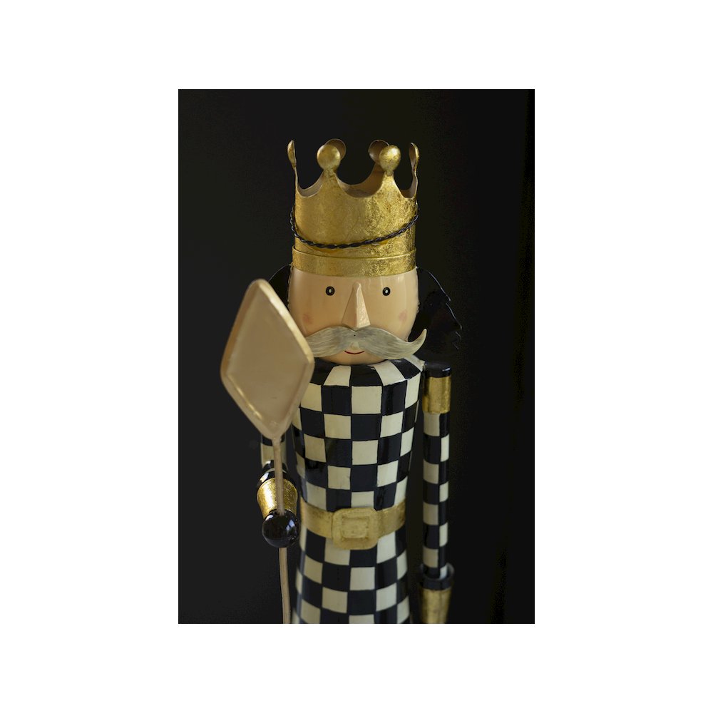 Set Of Two Painted Metal And Wood Checkerboard Nutcrackers. Picture 2