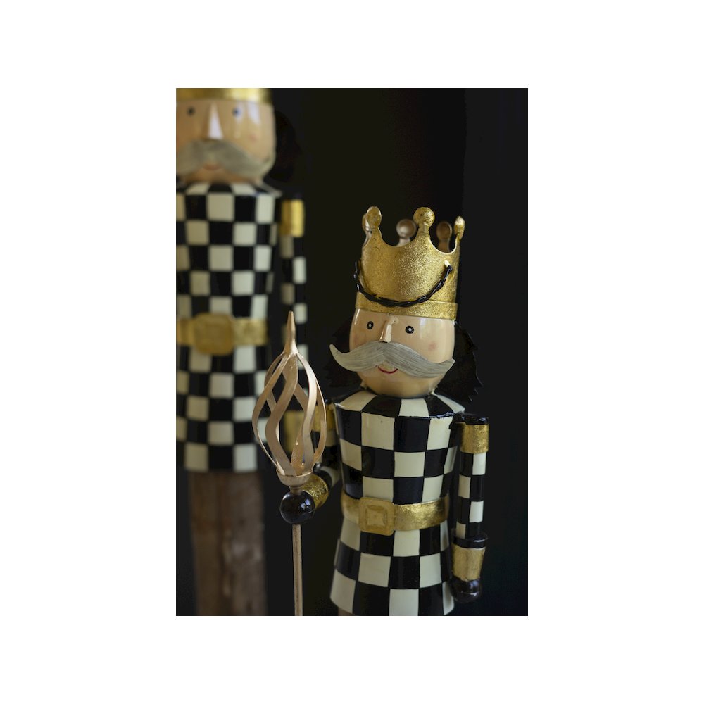 Set Of Two Painted Metal And Wood Checkerboard Nutcrackers. Picture 3