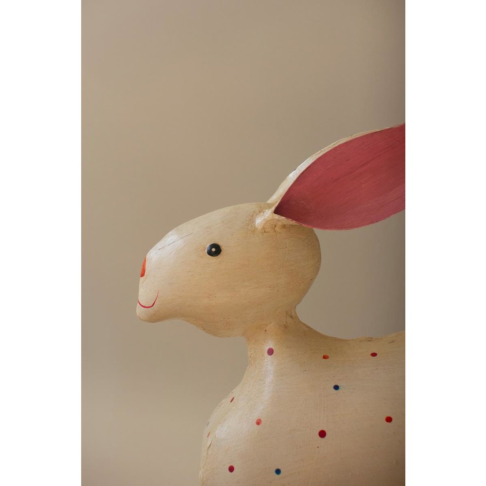 Set Of Two Painted Iron Rabbits With Polka Dots. Picture 5