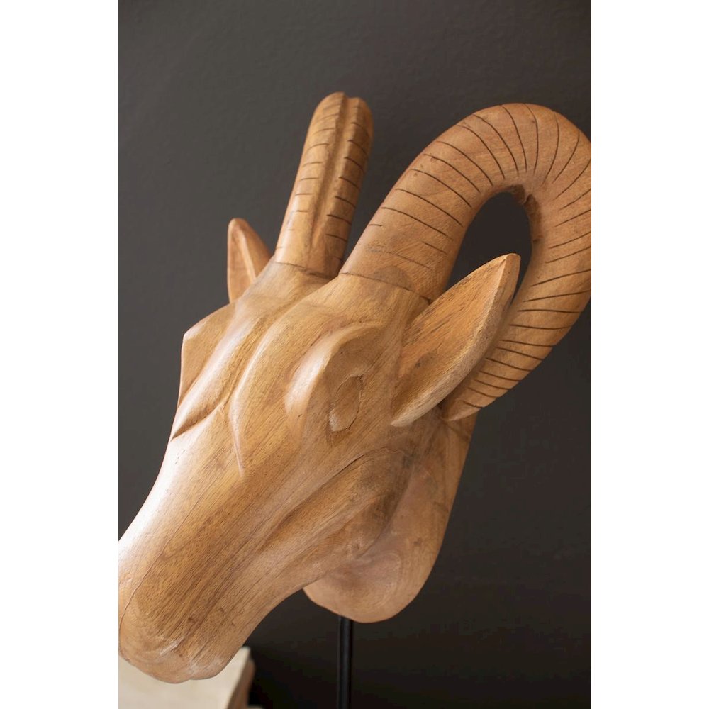 Set Of Three Carved Mango Wood African Animal Heads. Picture 6