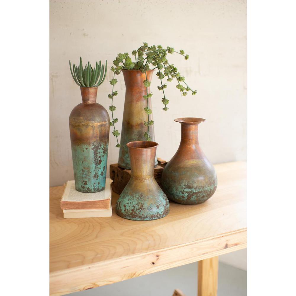 Set Of Four Two-Toned Copper Vases. Picture 1