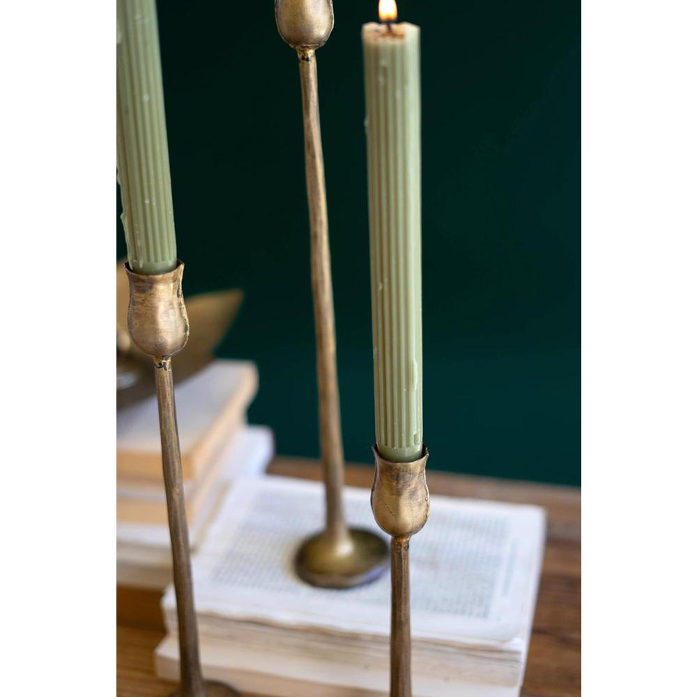 Set Of Three Metal Taper Candle Holders - Antique Brass #1. Picture 3